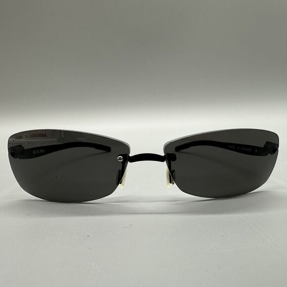 Vintage Minima Polarized Rimless Compact Sunglasses With Leather Case - Picture 2 of 16